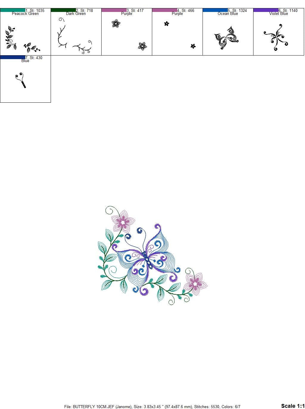 Butterfly embroidery design - Delicate Flowers embroidery designs machine embroidery pattern - baby girl embroidery file - instant download Marcia Embroidery