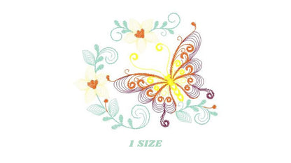 Butterfly embroidery design - Delicate Flowers embroidery designs machine embroidery pattern - baby girl embroidery file - instant download Marcia Embroidery
