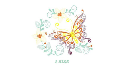 Butterfly embroidery design - Delicate Flowers embroidery designs machine embroidery pattern - baby girl embroidery file - instant download Marcia Embroidery