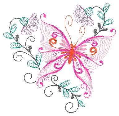 Butterfly embroidery design - Delicate Flowers embroidery designs machine embroidery pattern - baby girl embroidery file - instant download Marcia Embroidery