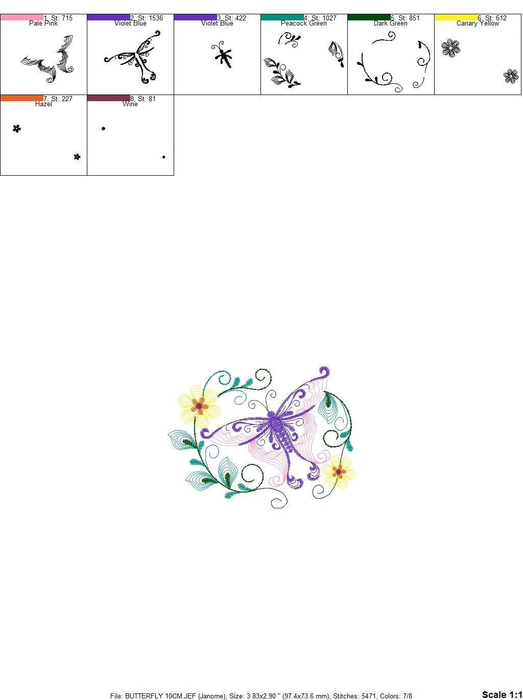 Butterfly embroidery design - Delicate Flowers embroidery designs machine embroidery pattern - baby girl embroidery file - instant download Marcia Embroidery