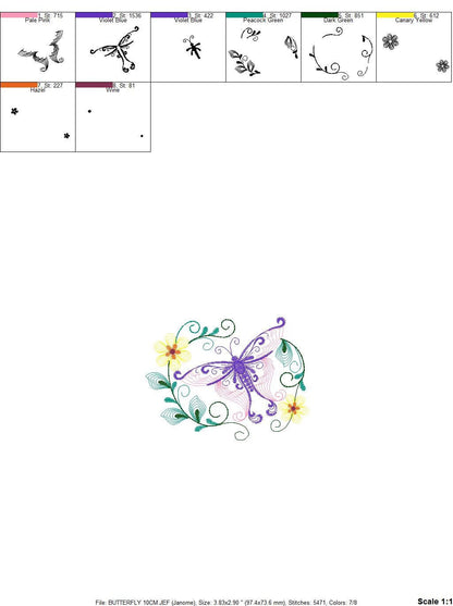 Butterfly embroidery design - Delicate Flowers embroidery designs machine embroidery pattern - baby girl embroidery file - instant download Marcia Embroidery