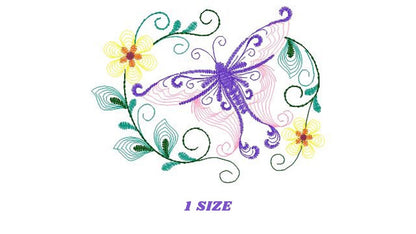 Butterfly embroidery design - Delicate Flowers embroidery designs machine embroidery pattern - baby girl embroidery file - instant download Marcia Embroidery