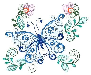 Butterfly embroidery design - Delicate Flowers embroidery designs machine embroidery pattern - baby girl embroidery file - instant download Marcia Embroidery
