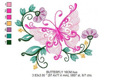 Butterfly embroidery design - Delicate Flowers embroidery designs machine embroidery pattern - baby girl embroidery file - instant download Marcia Embroidery