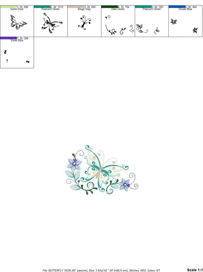 Butterfly embroidery design - Delicate Flowers embroidery designs machine embroidery pattern - baby girl embroidery file - instant download - Marcia Embroidery