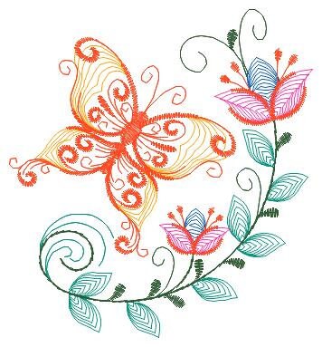 Butterfly embroidery design - Delicate Flowers embroidery designs machine embroidery pattern - baby girl embroidery file - instant download Marcia Embroidery
