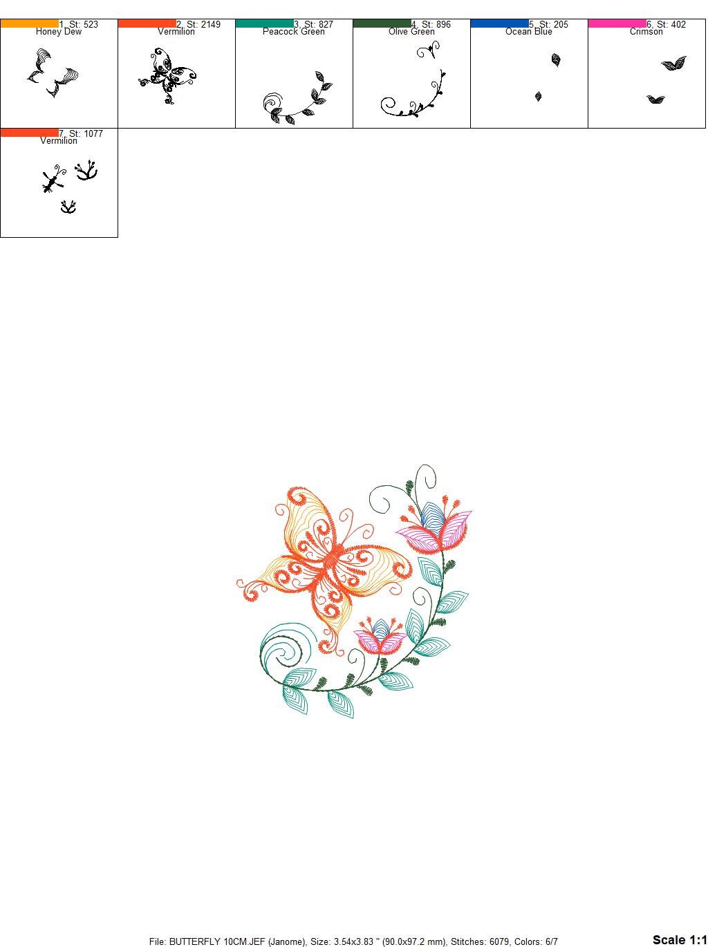 Butterfly embroidery design - Delicate Flowers embroidery designs machine embroidery pattern - baby girl embroidery file - instant download Marcia Embroidery