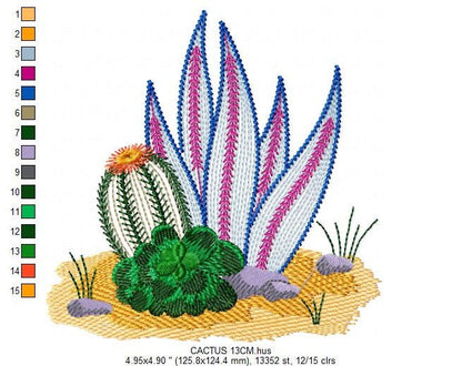 Cactus embroidery designs - Succulent embroidery design machine embroidery pattern - Mexican cactus design - plant embroidery file desert