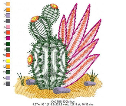 Cactus embroidery designs - Succulent embroidery design machine embroidery pattern - Mexican cactus design - plant embroidery file desert Marcia Embroidery