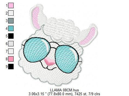 Llama embroidery design - Llama with glasses embroidery designs machine embroidery pattern - Baby girl embroidery file - instant download Marcia Embroidery