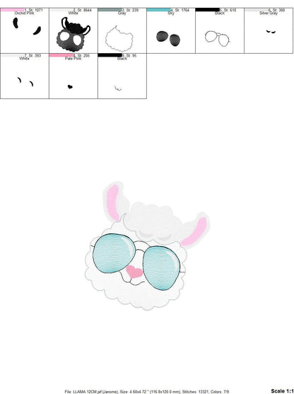 Llama embroidery design - Llama with glasses embroidery designs machine embroidery pattern - Baby girl embroidery file - instant download Marcia Embroidery