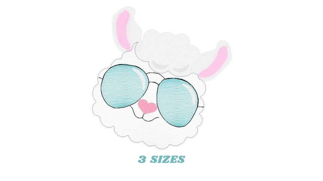 Llama embroidery design - Llama with glasses embroidery designs machine embroidery pattern - Baby girl embroidery file - instant download