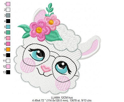 Llama embroidery design - Animal face embroidery designs machine embroidery pattern - Baby girl embroidery file - instant digital download Marcia Embroidery