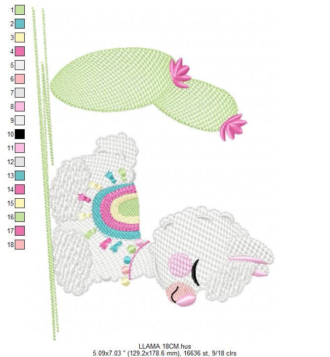 Llama embroidery design - Animals embroidery designs machine embroidery pattern - Baby girl embroidery file - Mexican llama with cactus pes