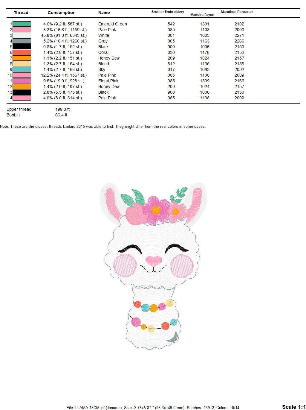 Llama embroidery design - Alpaca Animal with flowers machine embroidery pattern - Baby girl file - Mexican llama - Instant download pes jef