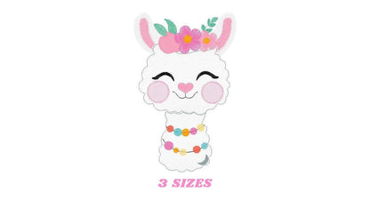 Llama embroidery design - Alpaca Animal with flowers machine embroidery pattern - Baby girl file - Mexican llama - Instant download pes jef