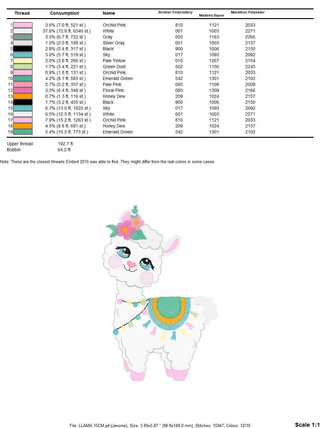 Llama embroidery design - Animals embroidery designs machine embroidery pattern - Embroidery file for girls - instant digital download pes Marcia Embroidery