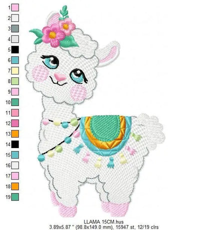 Llama embroidery design - Animals embroidery designs machine embroidery pattern - Embroidery file for girls - instant digital download pes Marcia Embroidery