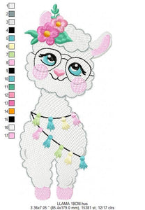 Llama embroidery design - Alpaca embroidery designs machine embroidery pattern - Baby girl embroidery file - instant digital download jef