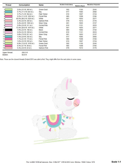 Llama embroidery design - Animals embroidery designs machine embroidery pattern - Baby girl embroidery file - Mexican llama instant download