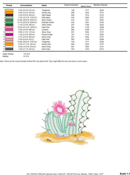 Cactus embroidery designs - Succulent embroidery design machine embroidery pattern - Mexican cactus design - plant embroidery file desert Marcia Embroidery