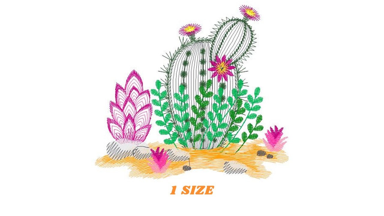 Cactus embroidery designs - embroidery design machine embroidery pattern - Mexican cactus design - plant embroidery file desert Marcia Embroidery