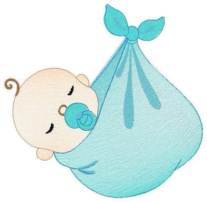 Sleeping baby embroidery design - Baby boy embroidery design machine embroidery pattern - Newborn embroidery file nursery  instant download Marcia Embroidery