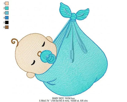 Sleeping baby embroidery design - Baby boy embroidery design machine embroidery pattern - Newborn embroidery file nursery  instant download Marcia Embroidery