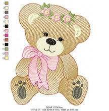 Carica l&#39;immagine nel visualizzatore di Gallery, Bear embroidery designs - Teddy embroidery design machine embroidery pattern - Mama bear with flowers embroidery - Instant digital download
