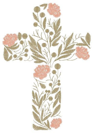 Cross embroidery designs - Religious embroidery design machine embroidery pattern - Catholic embroidery file - Cross with flowers Eucharist