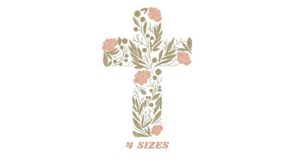Cross embroidery designs - Religious embroidery design machine embroidery pattern - Catholic embroidery file - Cross with flowers Eucharist