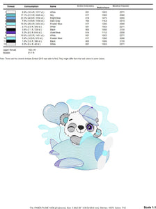 Panda in a plane embroidery design - Animal embroidery designs machine embroidery pattern - Baby boy embroidery file - Panda embroidery kid