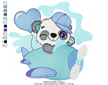 Cargar imagen en el visor de la galería, Panda in a plane embroidery design - Animal embroidery designs machine embroidery pattern - Baby boy embroidery file - Panda embroidery kid
