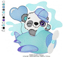 Panda in a plane embroidery design - Animal embroidery designs machine embroidery pattern - Baby boy embroidery file - Panda embroidery kid