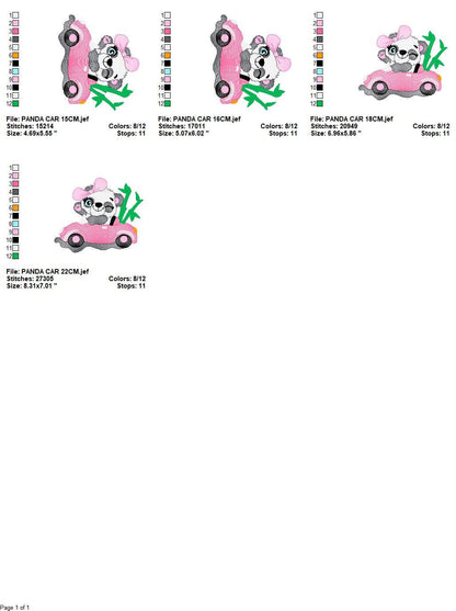 Panda in a car embroidery design - Animal embroidery designs machine embroidery pattern - Baby girl embroidery file - Panda embroidery kid Marcia Embroidery