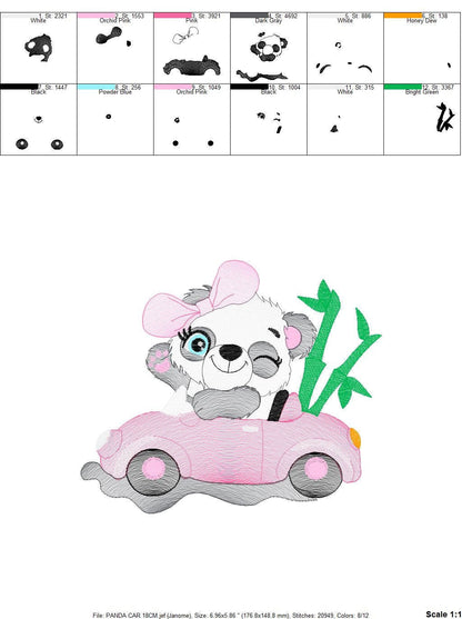 Panda in a car embroidery design - Animal embroidery designs machine embroidery pattern - Baby girl embroidery file - Panda embroidery kid Marcia Embroidery