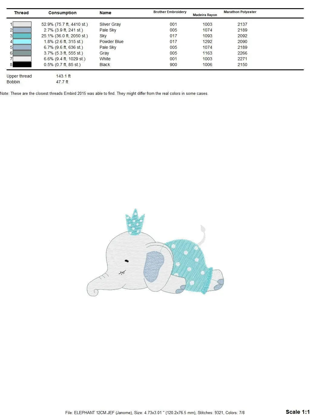 Sleeping Elephant with pajamas embroidery designs - Safari Animal with crown machine embroidery pattern - Baby boy file - Instant download Marcia Embroidery