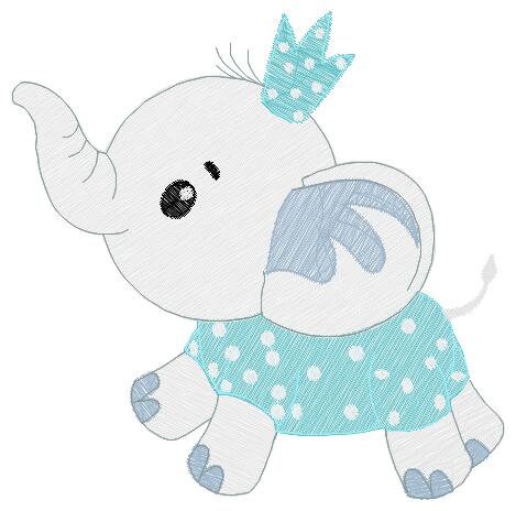 Elephant with crown embroidery designs - Animal embroidery design machine embroidery pattern - Baby boy embroidery file - Baby elephant pes