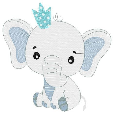 Elephant embroidery designs - Safari wild Animal machine embroidery pattern - Baby boy file - Elephant with crown - Instant download pes jef