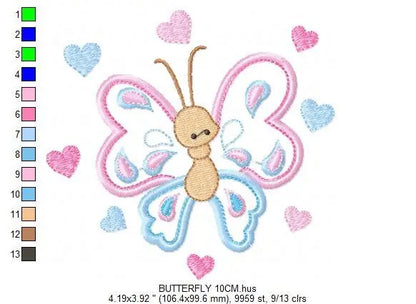Butterfly embroidery design - Cute embroidery designs machine embroidery pattern - Baby girl embroidery file - instant download digital pes Marcia Embroidery
