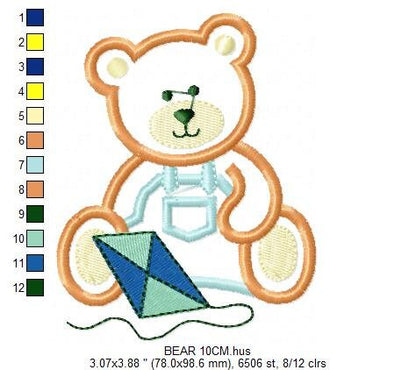 Kite embroidery designs - Boy embroidery design machine embroidery pattern - Bear embroidery file Bear design sky embroidery kid embroidery Marcia Embroidery