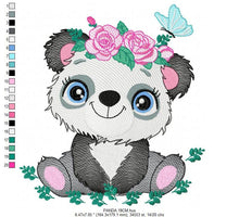 Load image into Gallery viewer, Panda embroidery design - Animal embroidery designs machine embroidery pattern - Baby girl embroidery file - Panda with butterfly download
