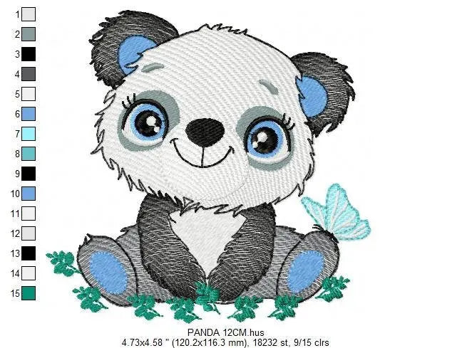 Panda embroidery design - Animal embroidery designs machine embroidery pattern - Baby boy embroidery file - Panda with butterfly download Marcia Embroidery