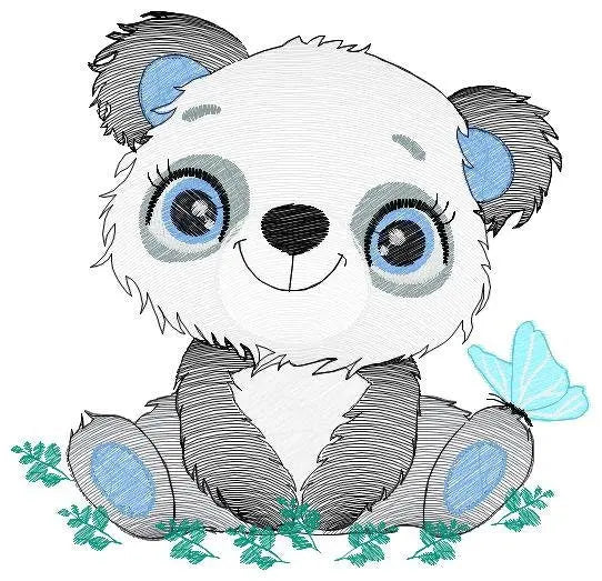 Panda embroidery design - Animal embroidery designs machine embroidery pattern - Baby boy embroidery file - Panda with butterfly download Marcia Embroidery