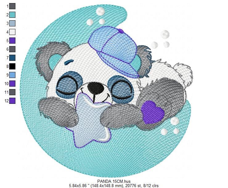 Sleeeping Panda embroidery design - Animal embroidery designs machine embroidery pattern - Baby boy embroidery file - Moon embroidery design Marcia Embroidery