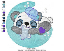 Carica l&#39;immagine nel visualizzatore di Gallery, Sleeeping Panda embroidery design - Animal embroidery designs machine embroidery pattern - Baby boy embroidery file - Moon embroidery design
