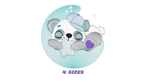 Sleeeping Panda embroidery design - Animal embroidery designs machine embroidery pattern - Baby boy embroidery file - Moon embroidery design