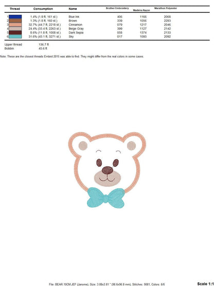 Teddy Bear embroidery designs - Bear face embroidery design machine embroidery pattern - Teddy bear applique design baby boy embroidery file