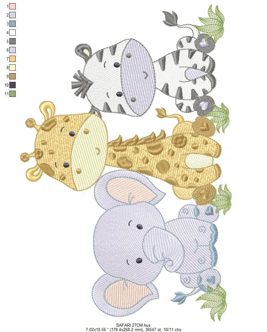 Safari embroidery designs - Elephant embroidery design machine embroidery pattern - Giraffe embroidery file - Zebra embroidery download pes Marcia Embroidery